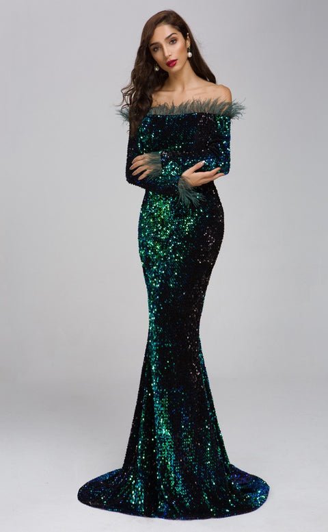 Mermaid Prom Dresses Off The Shoulder Sexy Evening Party Dresses CODE: KAR569