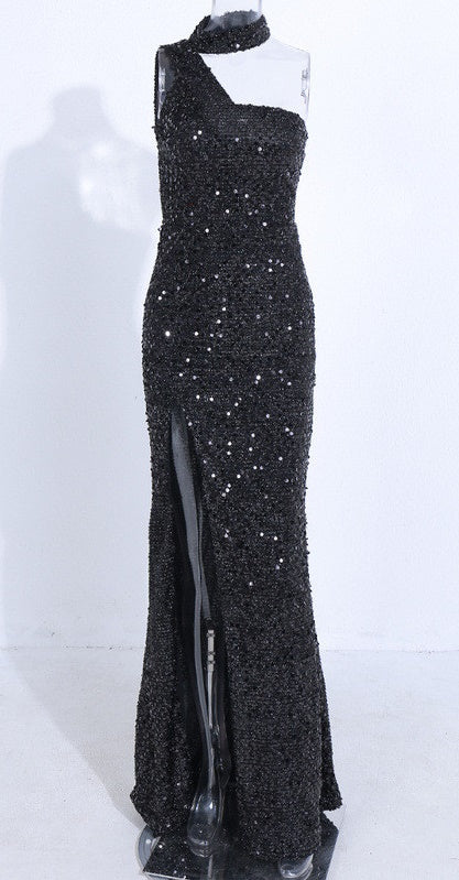 High SplitOne Shoulder Sleeveless Maxi Party Dress CODE: KAR572