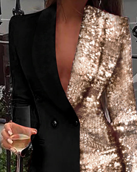 Long Sleeve Blazer Dress Women Sexy Deep V Neck Mini Party CODE: KAR589