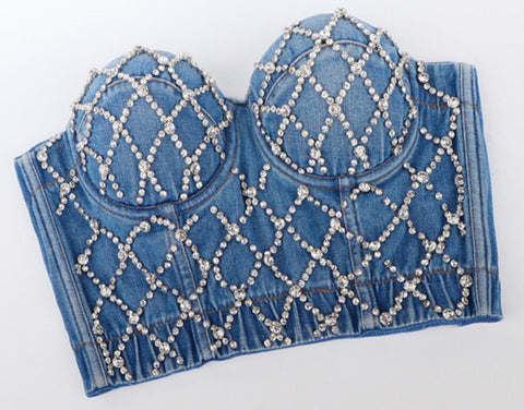 Diamonds Vest Women's Bustier Bra Night Club Party Cropped Top Vest CODE: KAR641