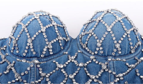 Diamonds Vest Women's Bustier Bra Night Club Party Cropped Top Vest CODE: KAR641