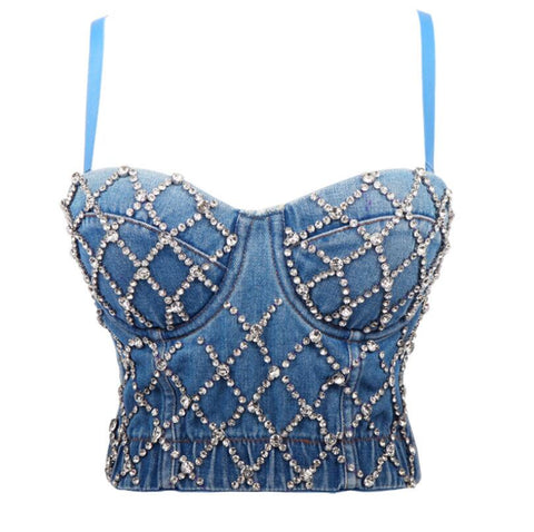 Diamonds Vest Women's Bustier Bra Night Club Party Cropped Top Vest CODE: KAR641