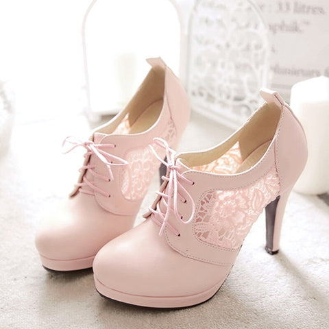 Shoes High Heels Platform Pumps Lace Up Stiletto Heel CODE: KAR674