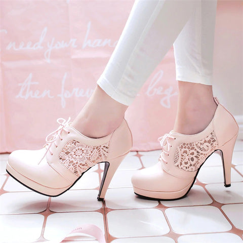 Shoes High Heels Platform Pumps Lace Up Stiletto Heel CODE: KAR674