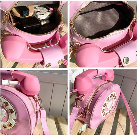 Girl Telephone Shaped Shoulder Bag PU Leather Shopping  CODE: KAR731