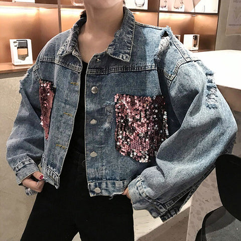 Jacket Loose Casual Short Denim Coat Tops CODE: KAR756