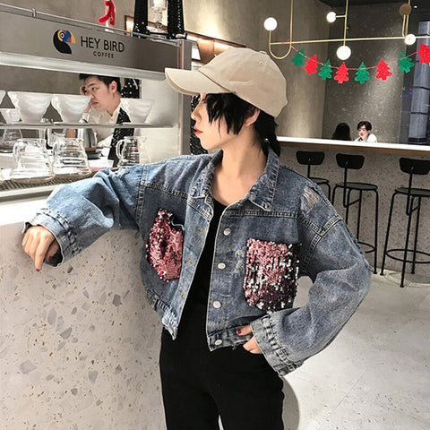 Jacket Loose Casual Short Denim Coat Tops CODE: KAR756