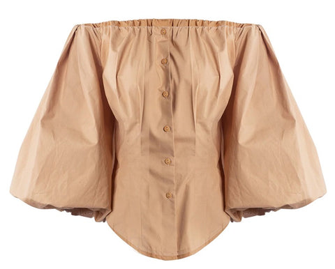 off shoulder puff sleeve blouses shirts CODE: KAR763