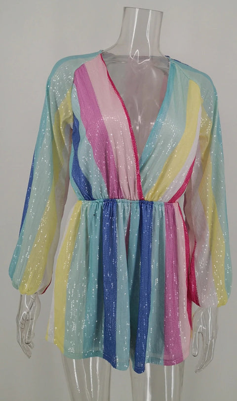 Playsuit Sexy Sequin V Neck Long Sleeve Jumpsuit CODE: KAR792