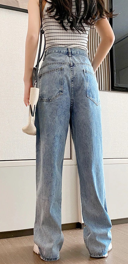 Jeans For Women High Embroidery Cartoon Straight CODE: KAR793