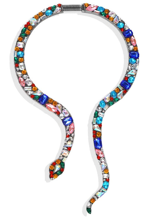 Colorful Crystal Snake Statement Necklace CODE: KAR794
