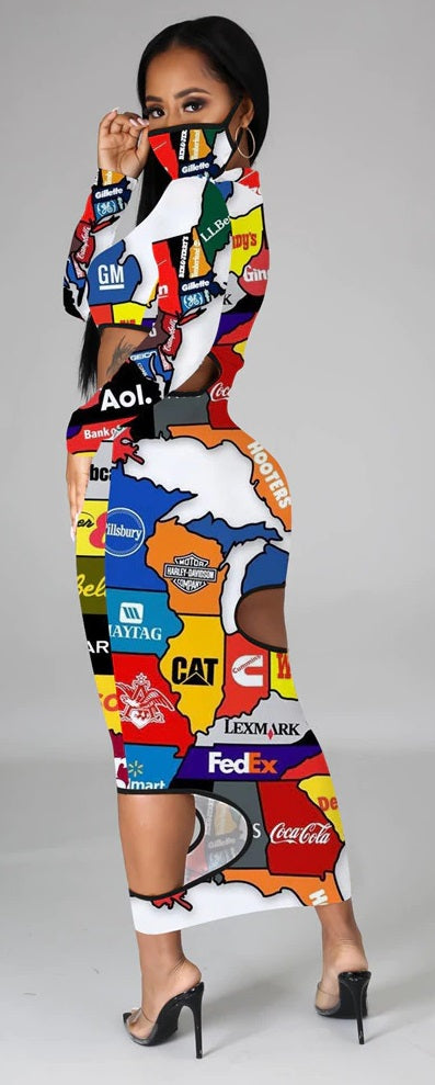 Bodycon Print Map Dresses CODE: KAR795