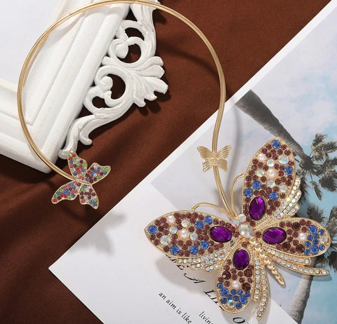 Colorful Crystal Butterfly Pendant Necklace CODE: KAR797