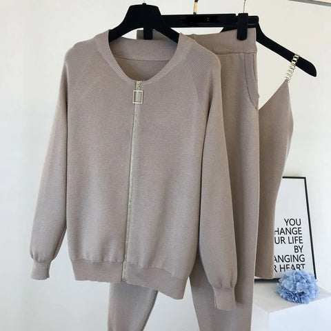 Sweater Vest Coat + Elastic Pants Three Piece Sets CODE: KAR798