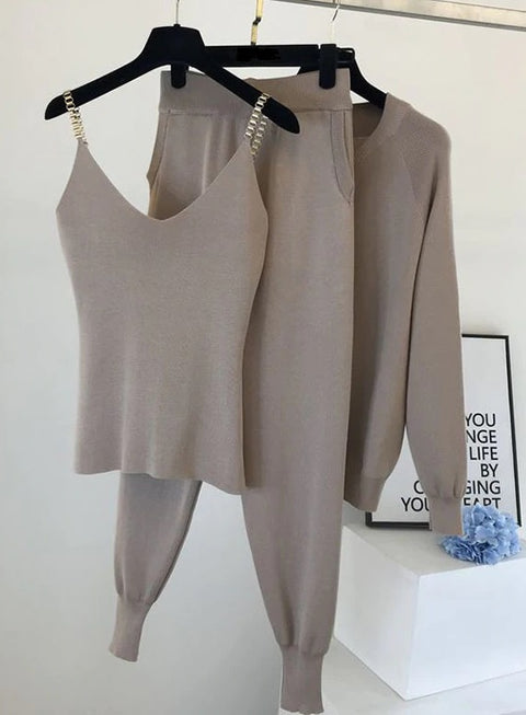 Sweater Vest Coat + Elastic Pants Three Piece Sets CODE: KAR798