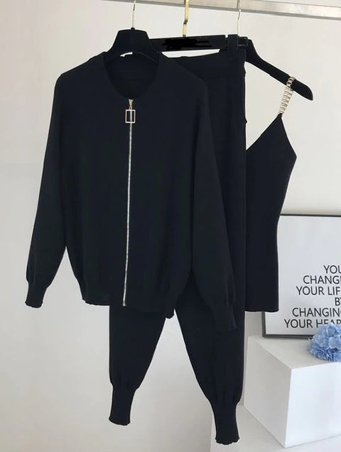 Sweater Vest Coat + Elastic Pants Three Piece Sets CODE: KAR798