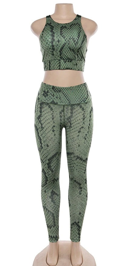 Snake Fitness Pattern Two Pieces Set Woman Tracksui CODE: KAR805