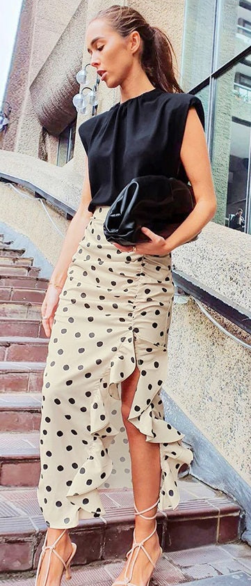 Ruffle Skirt Ladies Summer Midi Skirt Women High Waist CODE: KAR807