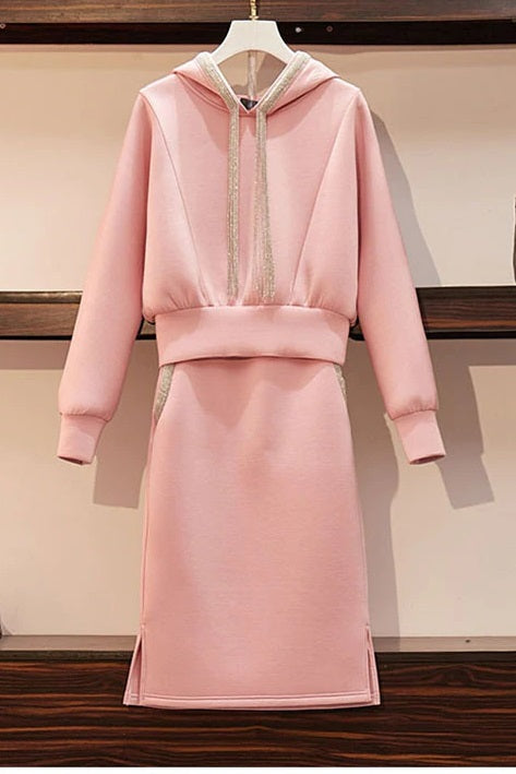 Sets Autumn Winter Sweater Hoody A-Line Sweater Skirt CODE: KAR809