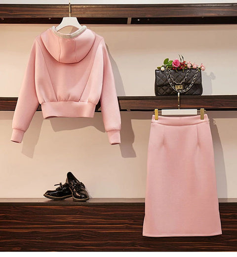 Sets Autumn Winter Sweater Hoody A-Line Sweater Skirt CODE: KAR809