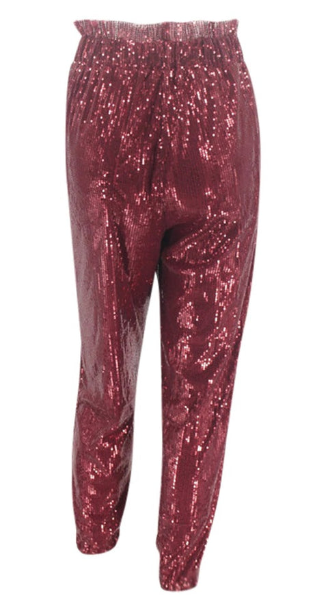 Gold Sequin Shiny Wide Beam Leg Pants  CODE: KAR846