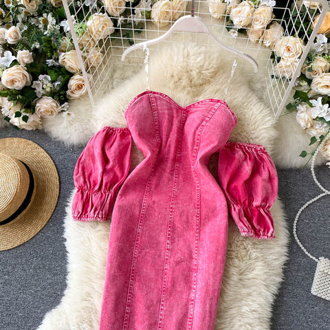 Slim High Waist Mini Pink Dress CODE: KAR875