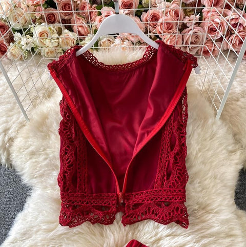 Chiffon Shirt and Pants Wide-leg Trousers Light Top Two-piece Suit CODE: KAR1073