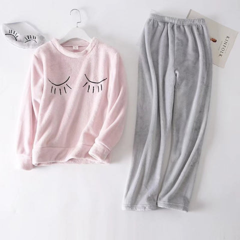 flannel Cartoon Print Pajama Sets Top + Pant Set CODE: mon1371