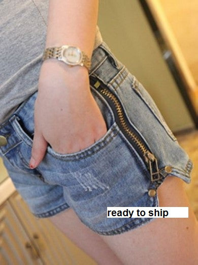 Monrsh Women's Side Zip Jeans /Short Pant