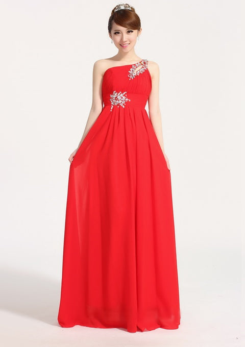 One Shoulder Chiffon Evening Dress CODE: READY253