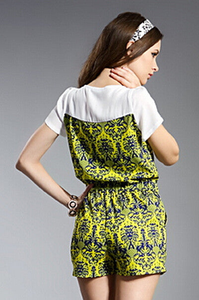 Monrsh Women's  O-Neck Print Jumpsuit