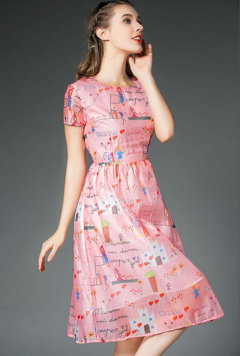 Monrsh Women's Colorful Slim Organza Dress