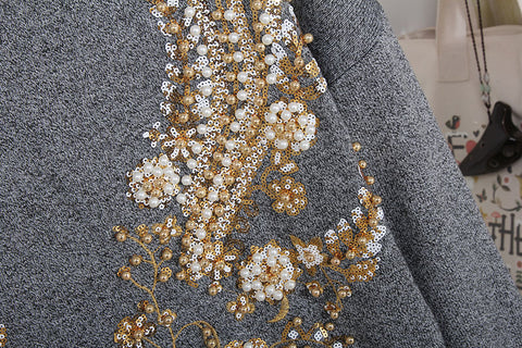Heavy work beaded sequin embroidery  sweater pants suit CODE: READY708