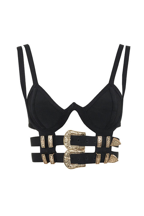 metal buckle sexy hollow bandage straps tank top CODE:  READY803
