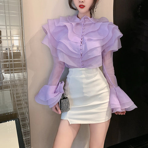 Fairy layered ruffled organza Top CODE: READY848