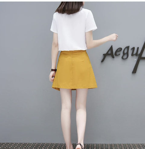 Short-sleeved T-shirt  a-line skirt two-piece set CODE: READY855