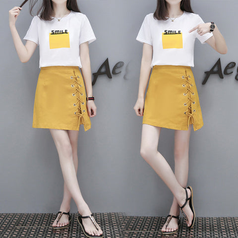 Short-sleeved T-shirt  a-line skirt two-piece set CODE: READY855
