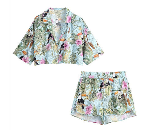 New fashion animal print drape shirt shorts CODE: READY871