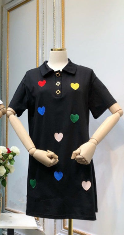 Turn-down Collar Short Sleeve Sweet Dress CODE: READY907