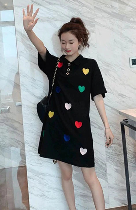 Turn-down Collar Short Sleeve Sweet Dress CODE: READY907