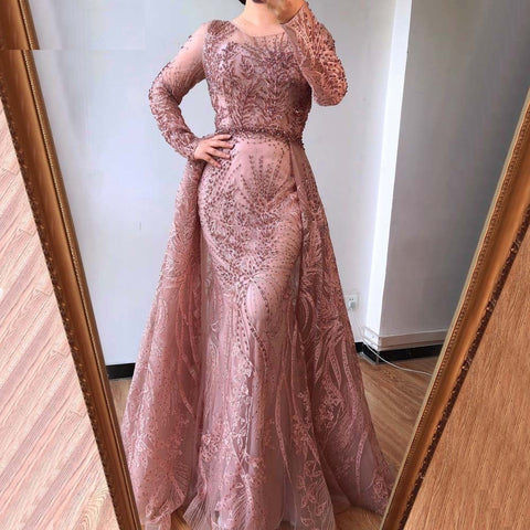 Pink Mermaid O-neck Luxury Evening Dress CODE: READY908