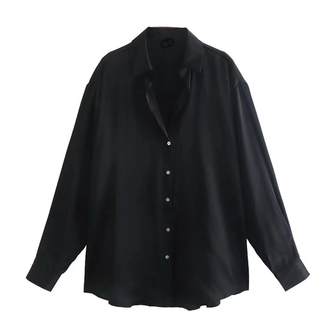 Loose silk satin texture classic Shirt CODE: READY946