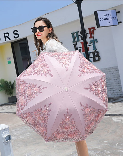 1 Piece Princess  Embroidery Anti UV Waterproof Umbrella CODE: READY957