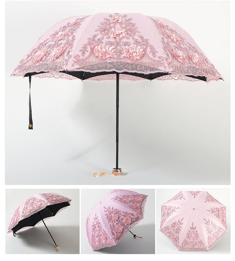 1 Piece Princess  Embroidery Anti UV Waterproof Umbrella CODE: READY957