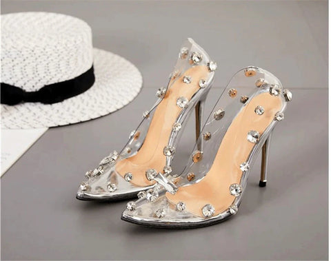 Transparent Crystal Rivets Shallow Thin High Heel SIZE: 38 CODE: READY972