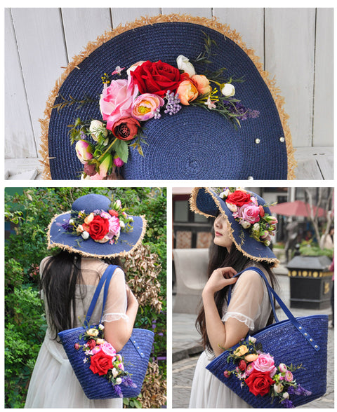 straw bag made Rafi straw hat Set CODE: mon1058