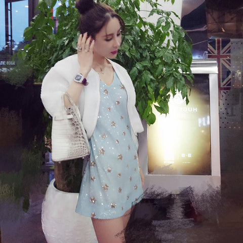 V-neck sexy stars Slim Sequins Dress CODE: mon1138