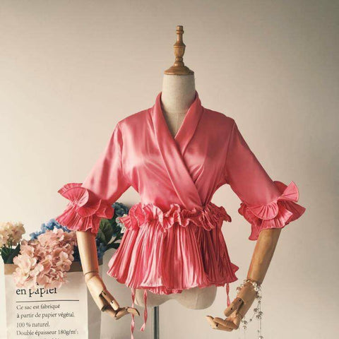 V word pleated chiffon top CODE: mon1235