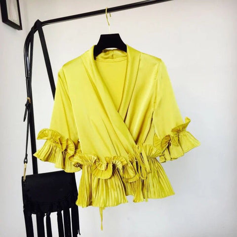 V word pleated chiffon top CODE: mon1235