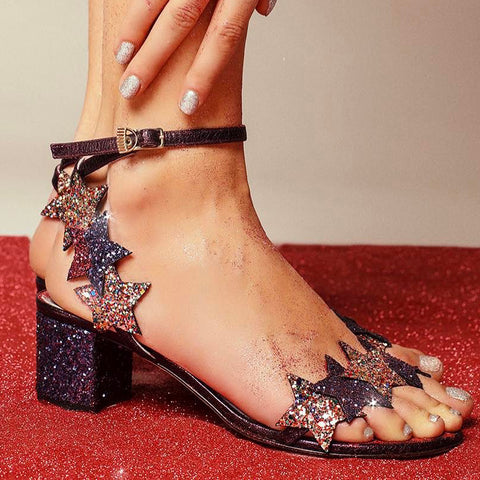 high-heeled Shiney stars buckle sandals CODE: mon1225